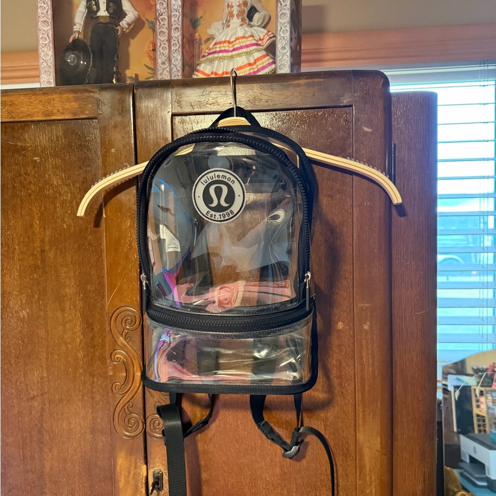 Lululemon Transparent Mini Backpack with Black Tr… - image 1